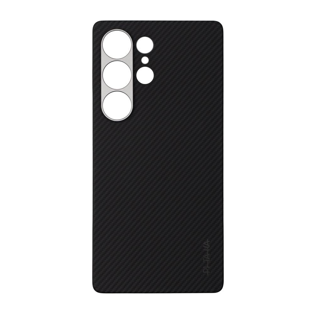 Galaxy S25 Ultra Kılıf M-safe Şarj Özellikli 600D Aramid Fiber Pitaka Ultra-Slim Classic Serisi Black-Grey Twill Kılıf Galaxy S25 Ultra Kılıf M-safe Şarj Özellikli 600D Aramid Fiber Pitaka Ultra-Slim Classic Serisi Black-Grey Twill Kılıf